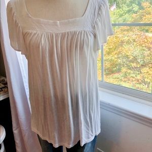 NWOT Bright White Square Neck Top Loose Fit Large